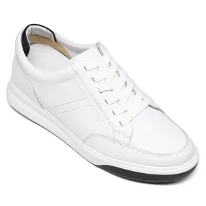 7CM/2.76 Inches CMR CHAMARIPA  Men's White Leather Elevator Sneakers