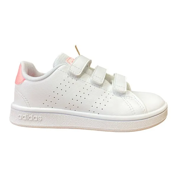 Adidas sneakers bassa da bambina con strappo Advantage C GW0453 white-light pink