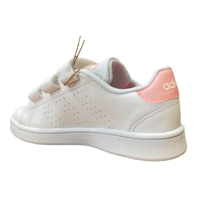 Adidas sneakers bassa da bambina con strappo Advantage C GW0453 white-light pink