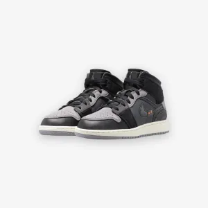 Air Jordan 1 Mid SE Craft GS Black Cement Grey Light Graphite Grade School Sizes DV0438-001