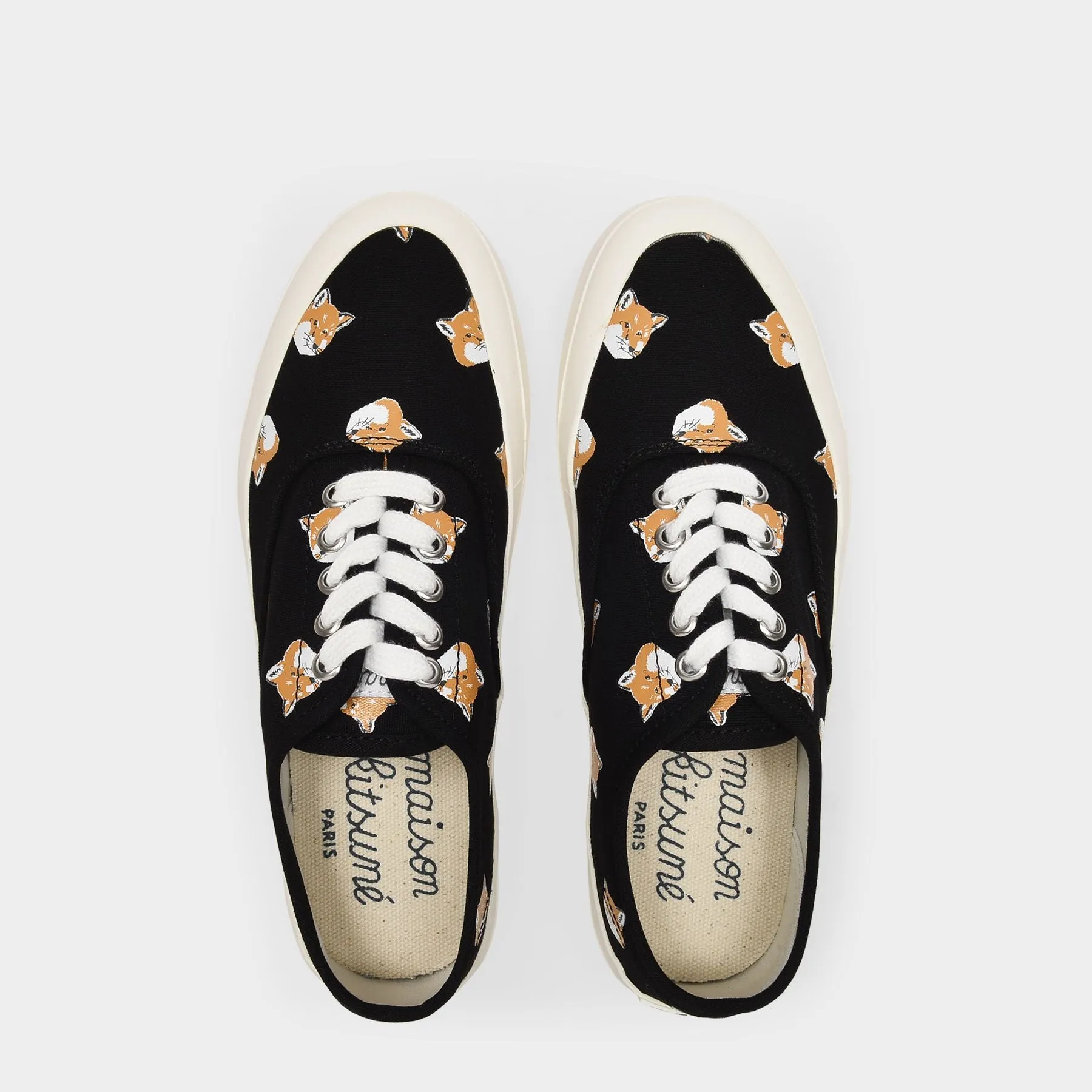 All Over Fox Head Sneakers in Black Canvas