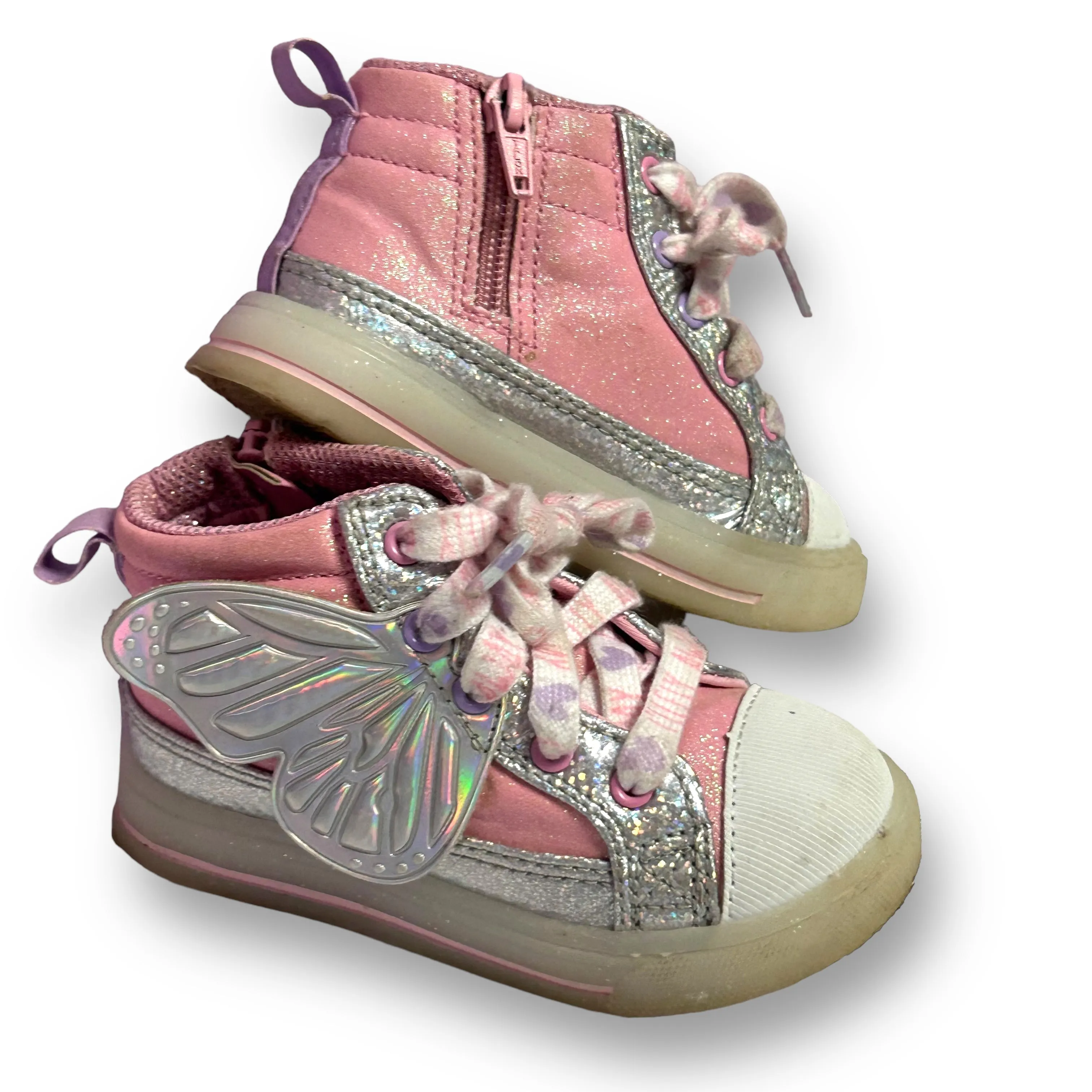 Athletic Works Toddler Girl Size 7 Butterfly High Top Light-Up Sneakers