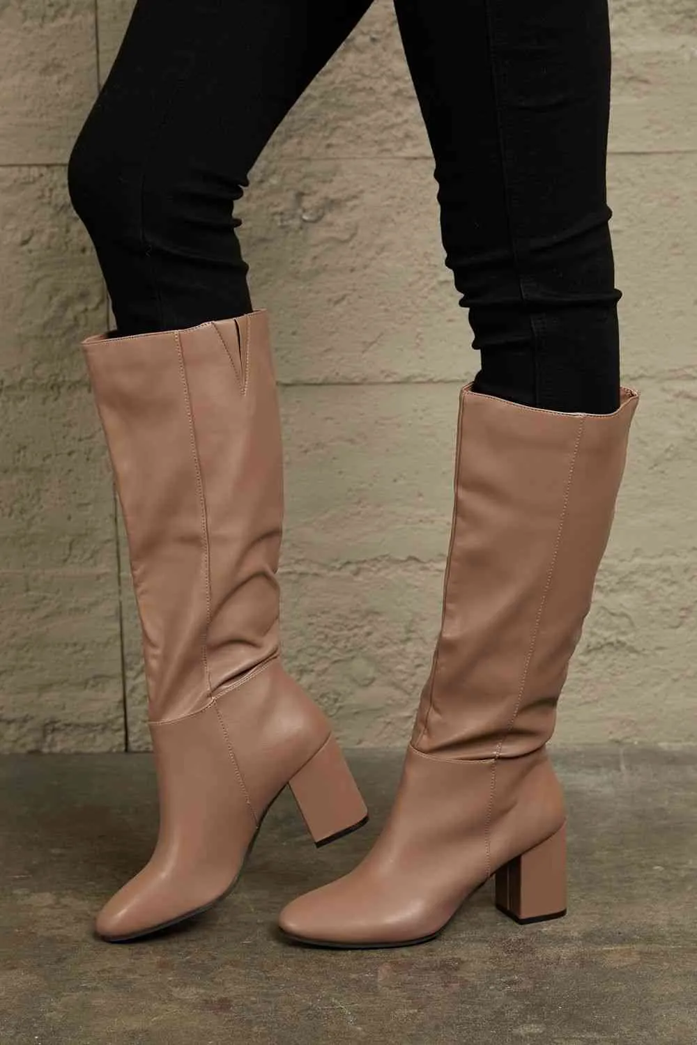 Block Heel Knee High Boots