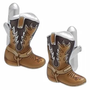 Brown Western Boots Cufflinks