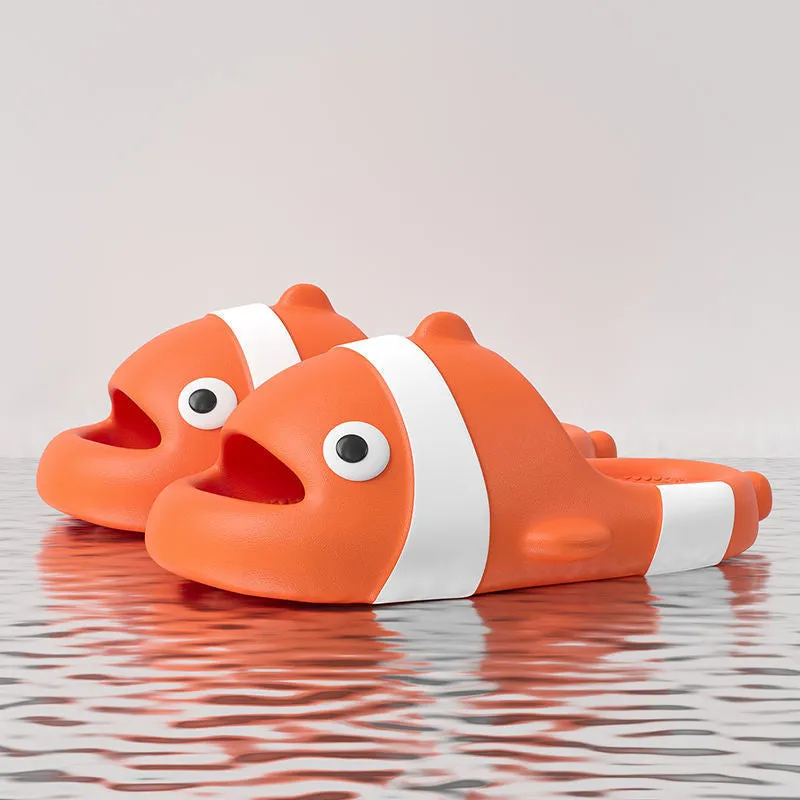 Casual Cute Cartoon Clown Fish Home Bathroom Thick Bottom Outer Slip Resistant Slippers