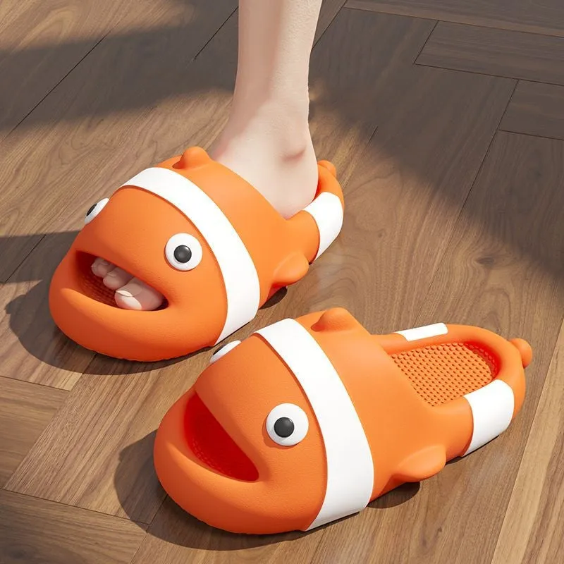 Casual Cute Cartoon Clown Fish Home Bathroom Thick Bottom Outer Slip Resistant Slippers