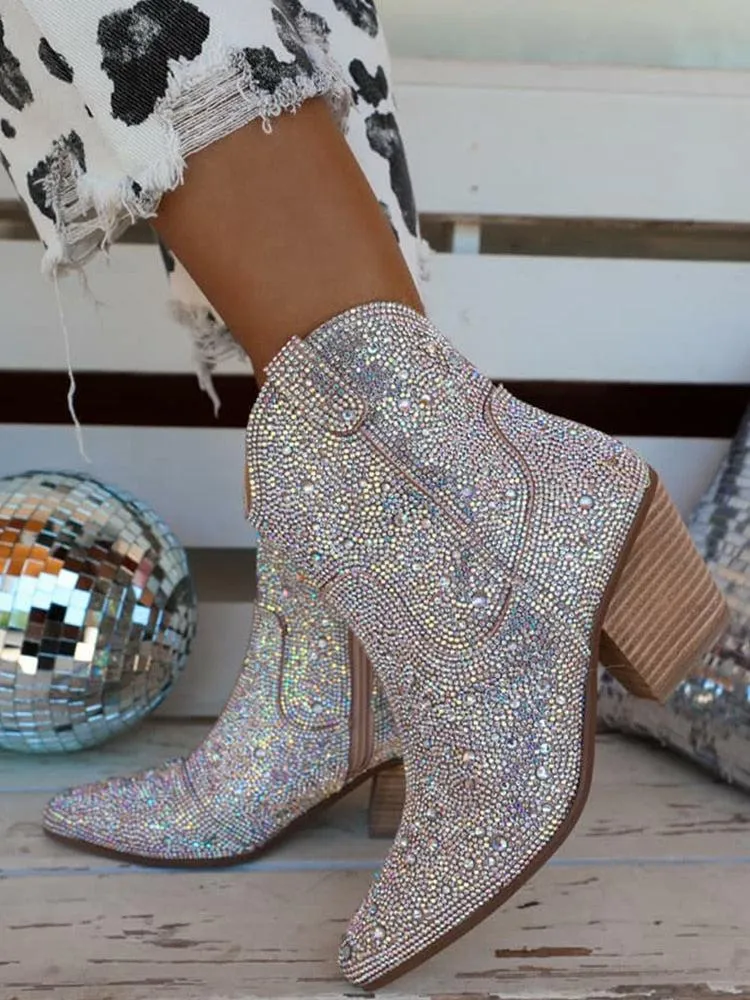 Disco Cowgirl Rhinestone Western Boots