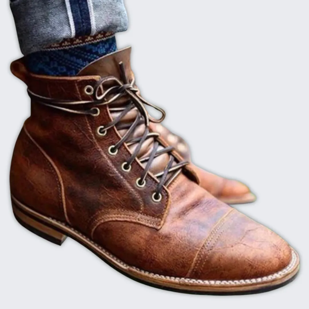 Elegant Brown Leather Boots for Men - Durable & Comfortable Style