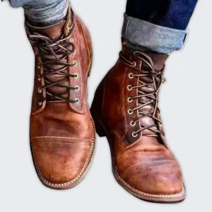 Elegant Brown Leather Boots for Men - Durable & Comfortable Style