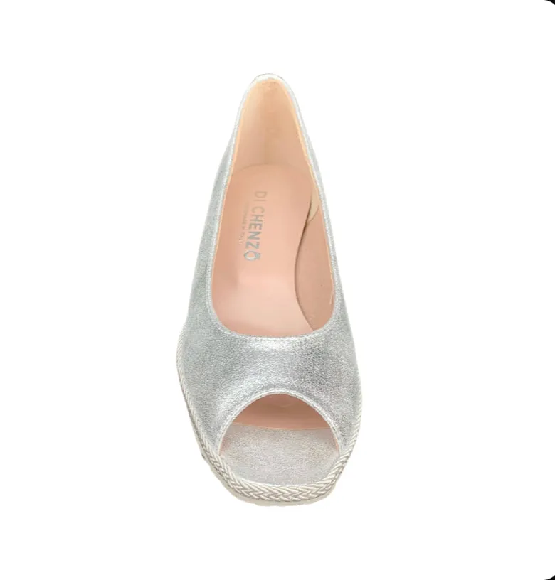 Emma Silver Leather Wedge