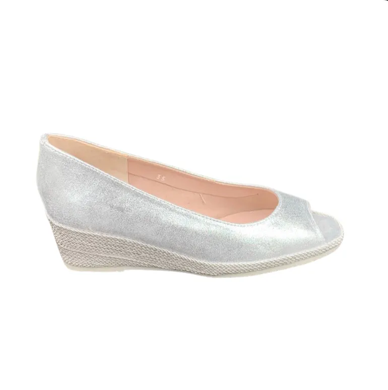 Emma Silver Leather Wedge