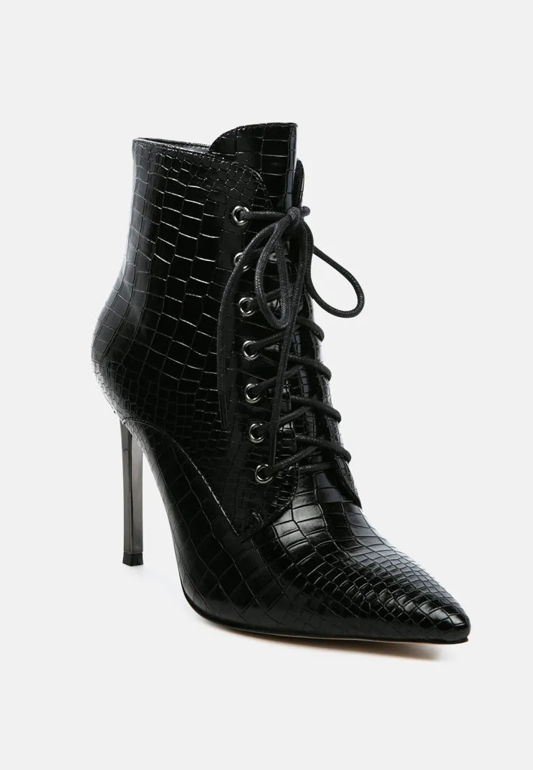 Escala Croc Stiletto Ankle Boots