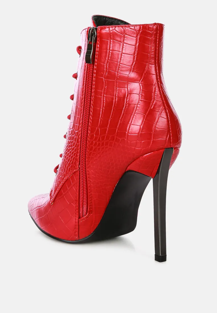 Escala Croc Stiletto Ankle Boots