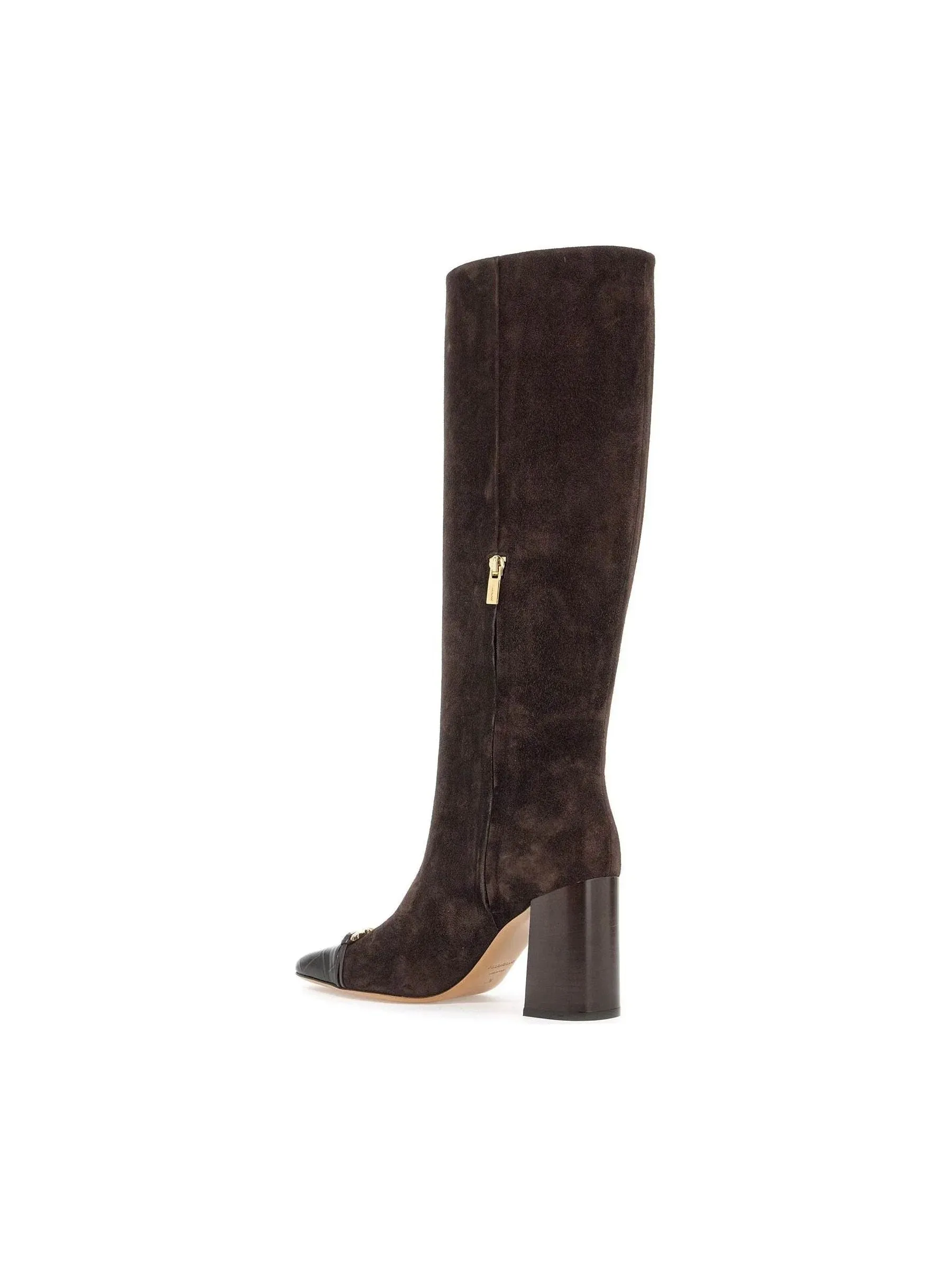 Gancini Suede Knee-High Boots