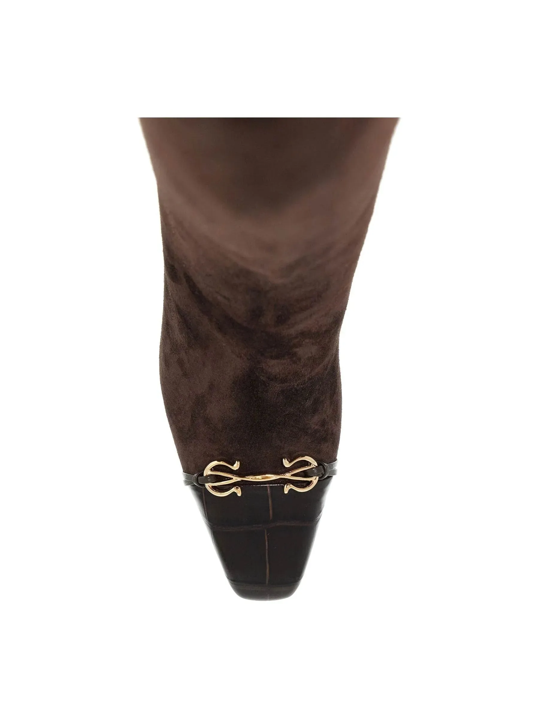 Gancini Suede Knee-High Boots