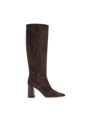 Gancini Suede Knee-High Boots