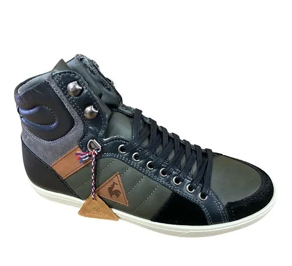 Le Coq Sportif scarpa sneakers da uomo in pelle Perpignan Mid 1520979 nero-grigio