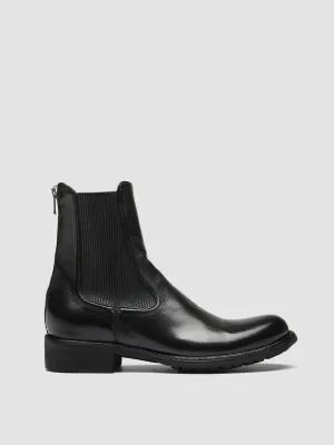 LEGRAND 213 - Black Zipped Leather Chelsea Boots