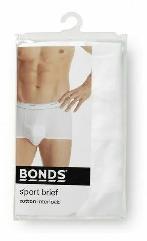 Mens Bonds White Cotton Briefs Brief Support Undies Underwear Sport