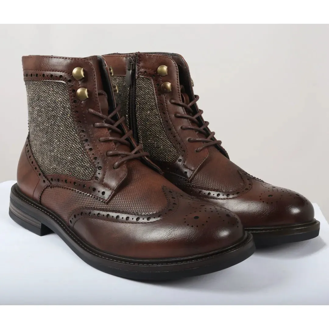 Men's Lace Up Brogue Ankle Boots