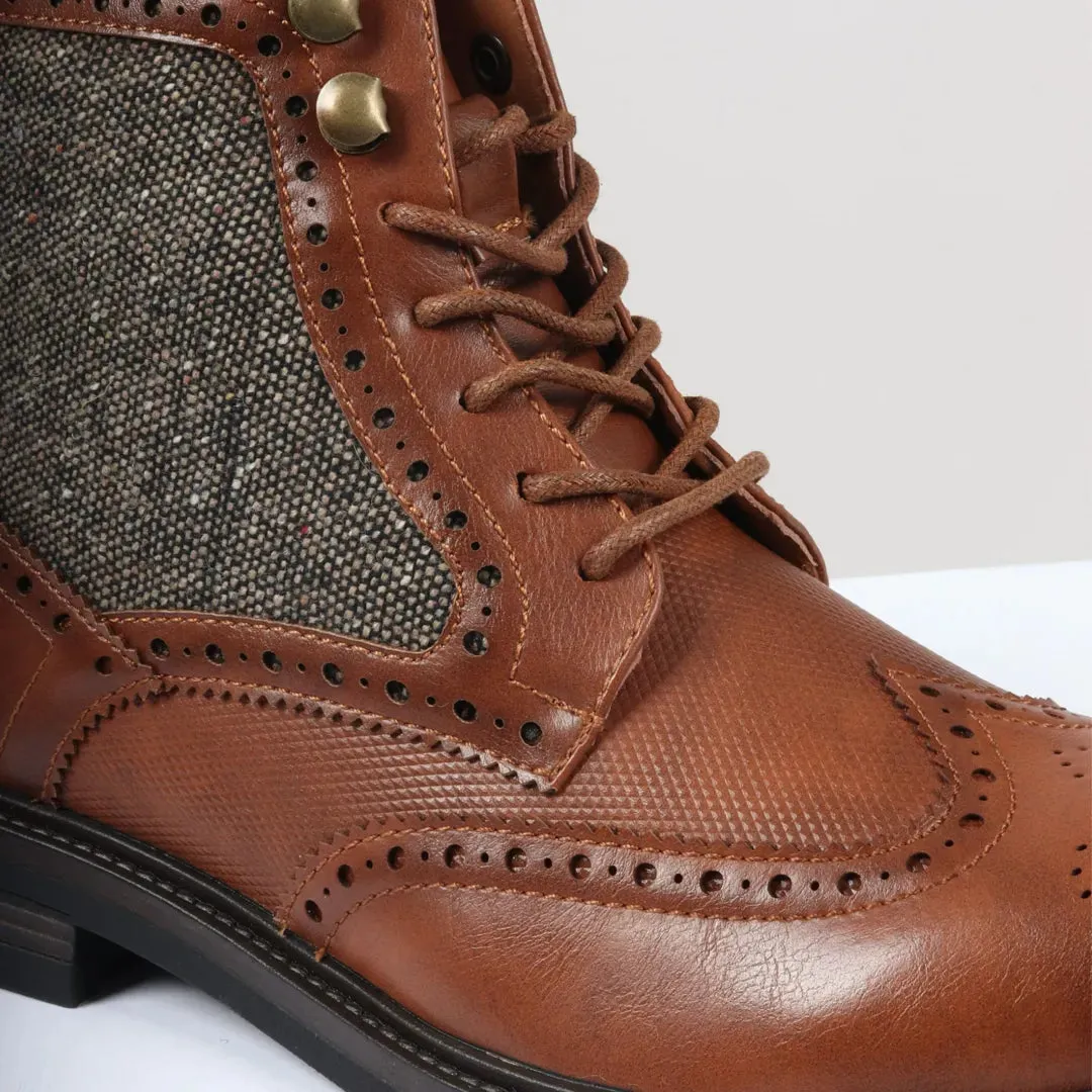 Men's Lace Up Brogue Ankle Boots