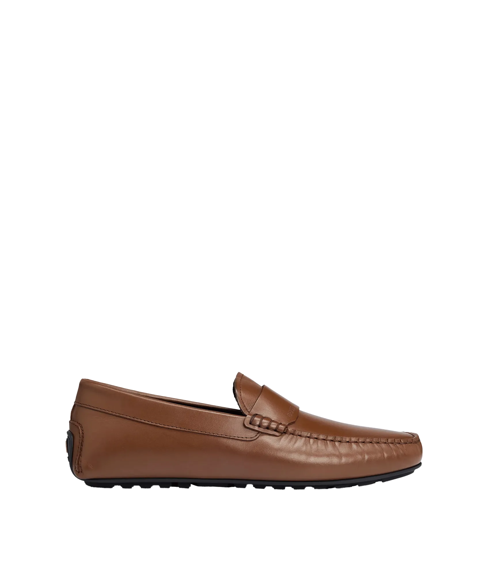 Nappa-leather Driver Moccasins With Embossed Logo - Brown