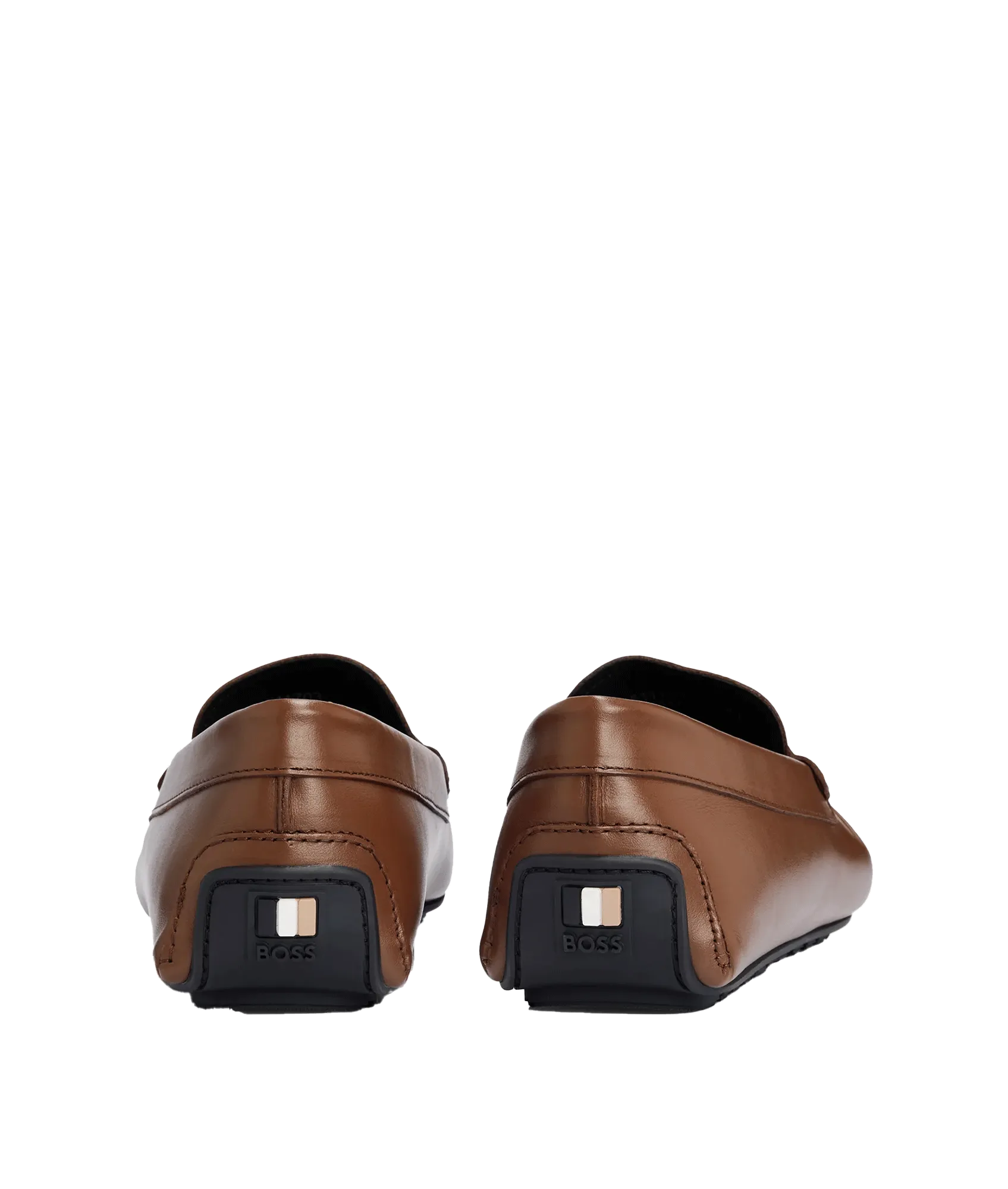 Nappa-leather Driver Moccasins With Embossed Logo - Brown