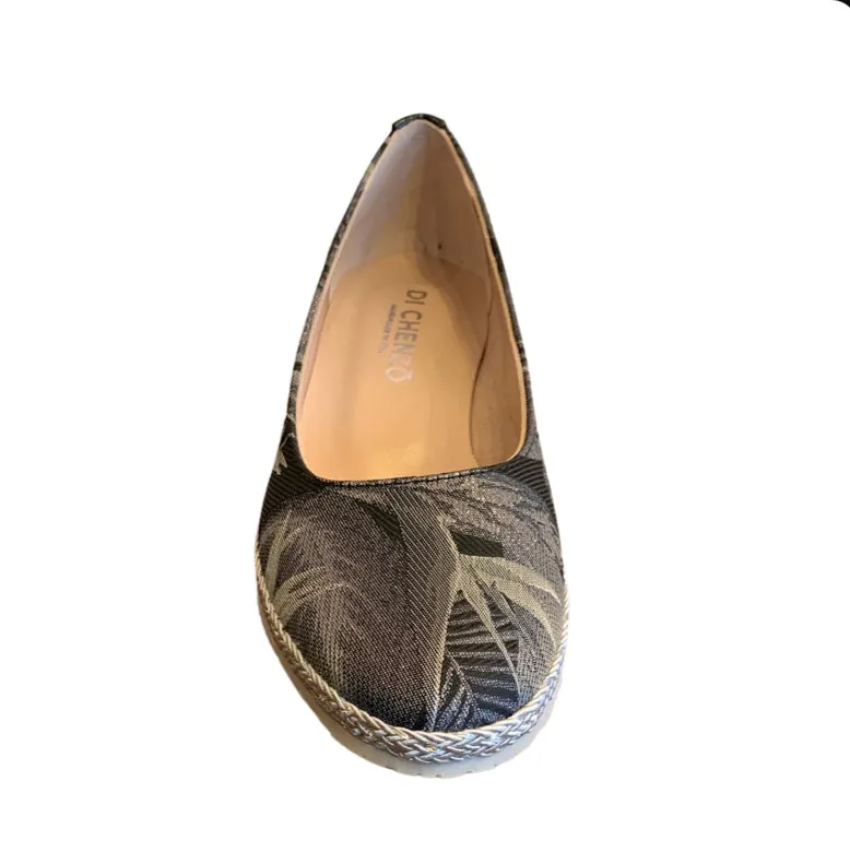 Riva 595 Black And Silver Floral wedge