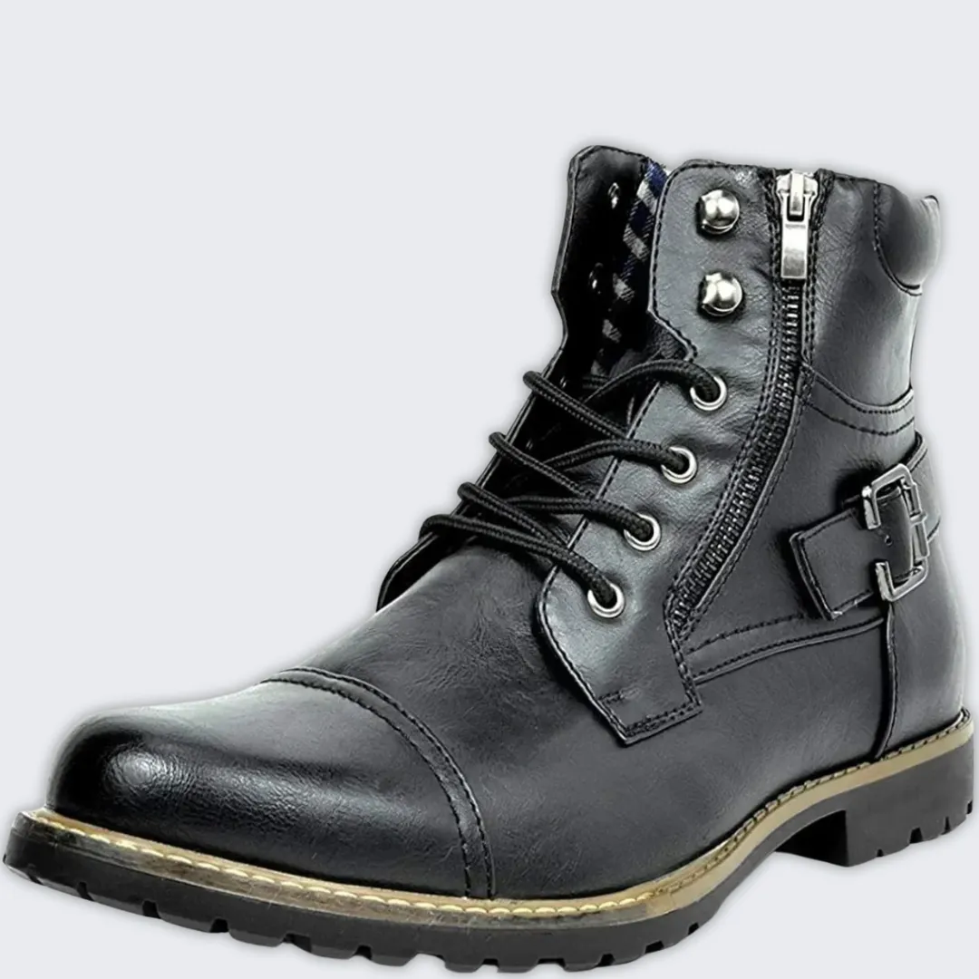 Stylish Men's Leather Lace-Up Boots | Durable & Elegant Design