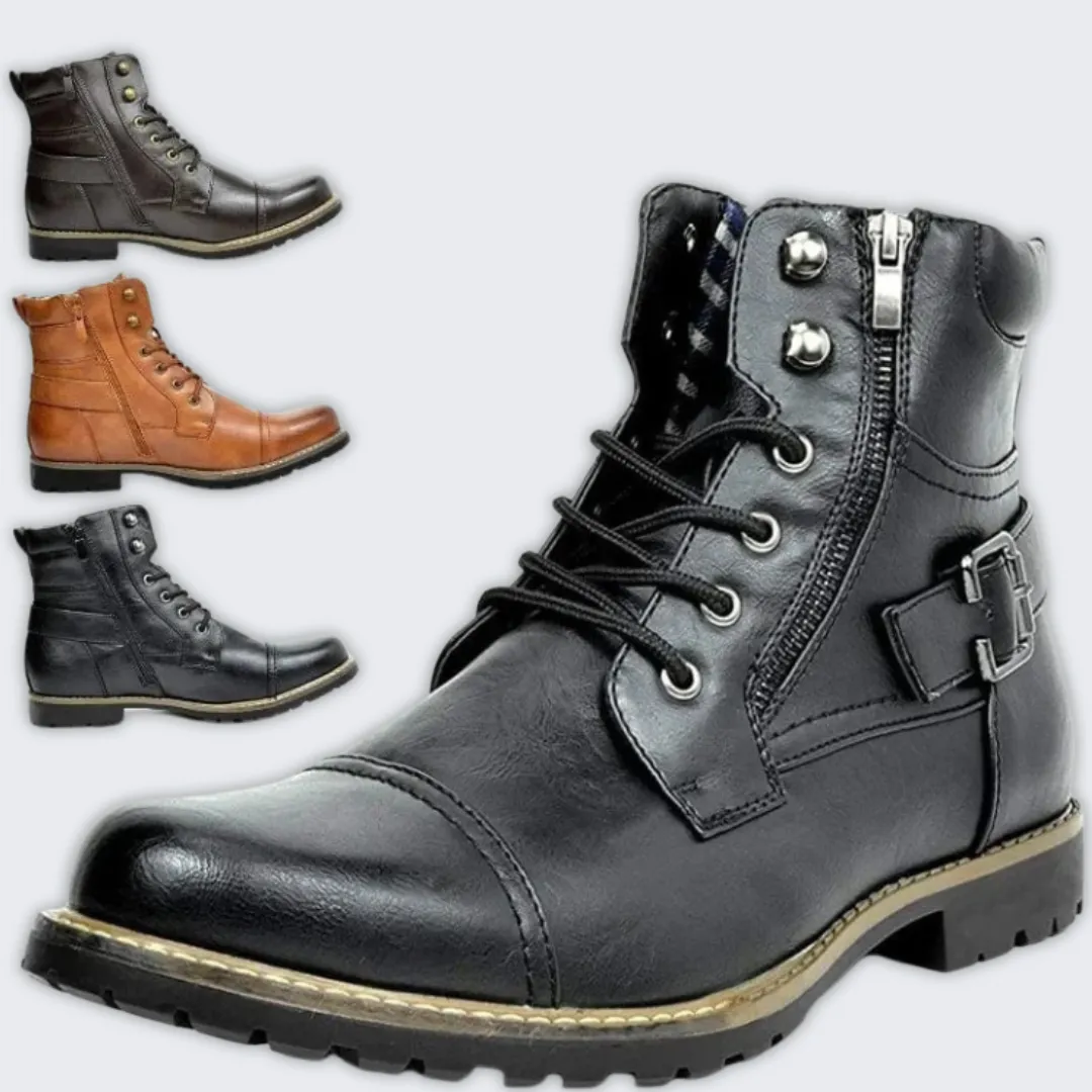 Stylish Men's Leather Lace-Up Boots | Durable & Elegant Design