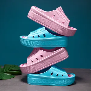 Summer Women Colorful Beach Home Hole Shoes Platform Slipper