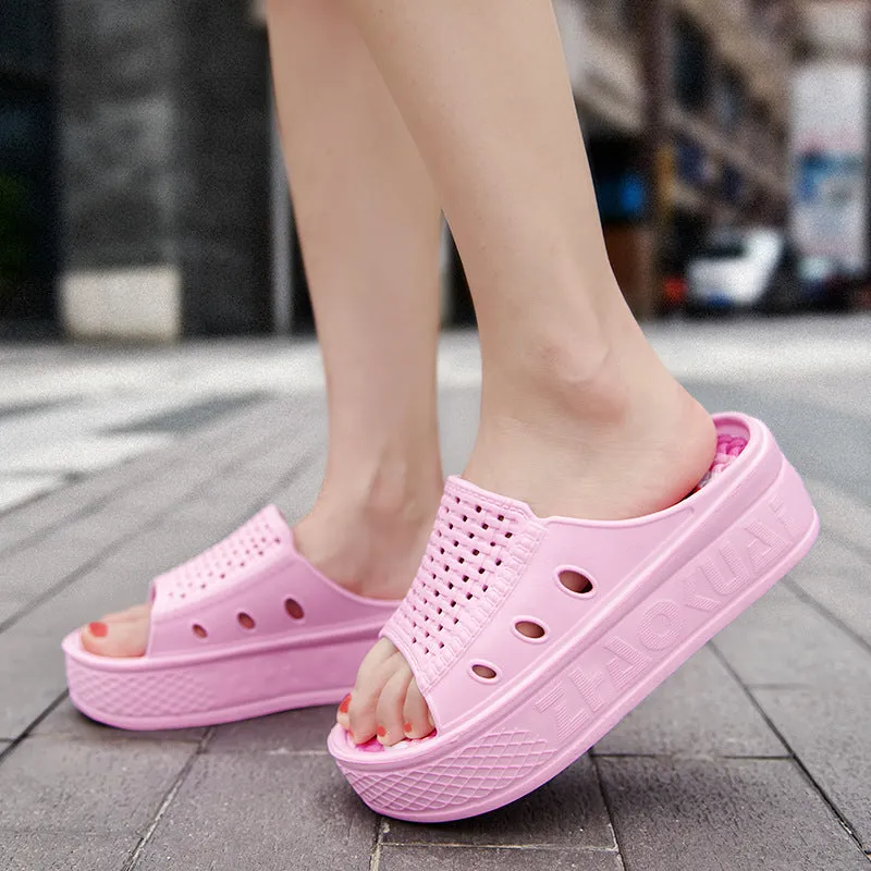 Summer Women Colorful Beach Home Hole Shoes Platform Slipper