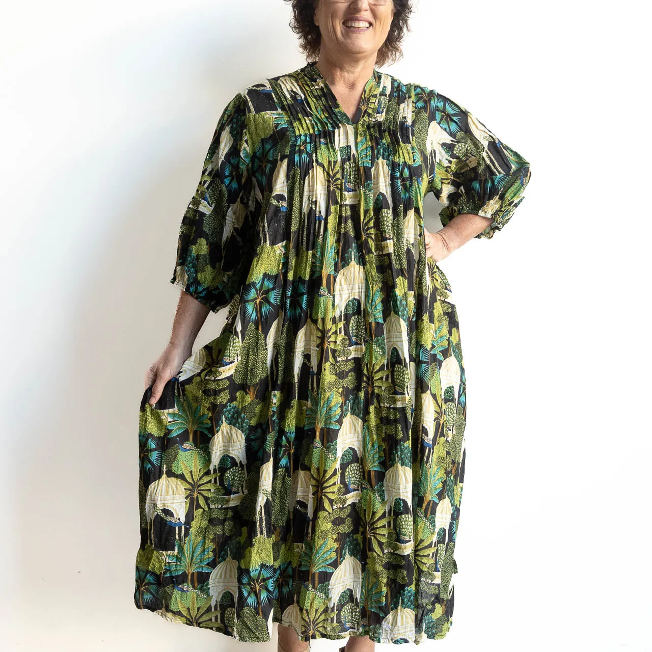 The Wanderer Tunic Dress - Peacock Garden