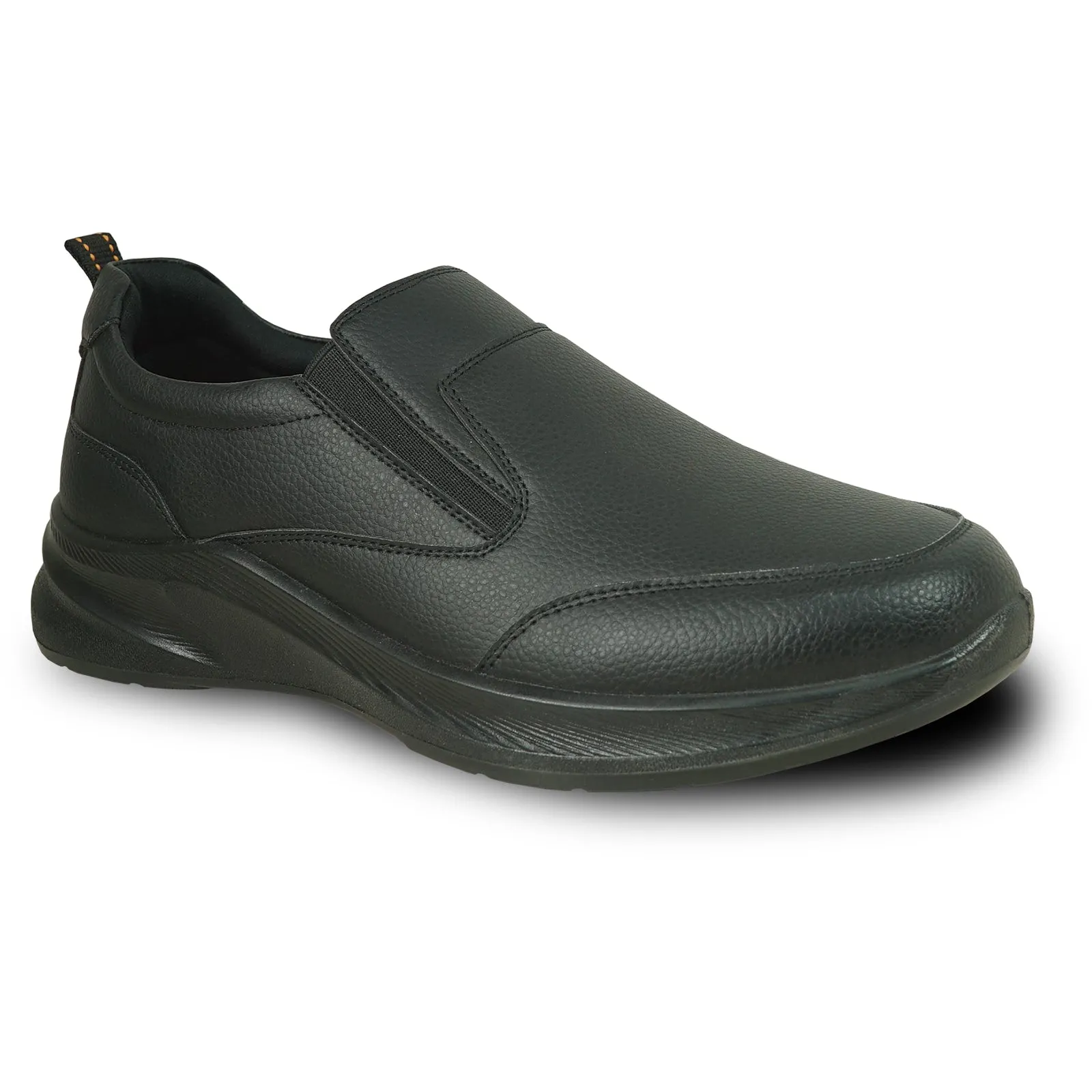 VANGELO Men Slip Resistant Shoe JIMMY-3 Black  - Wide Width Available