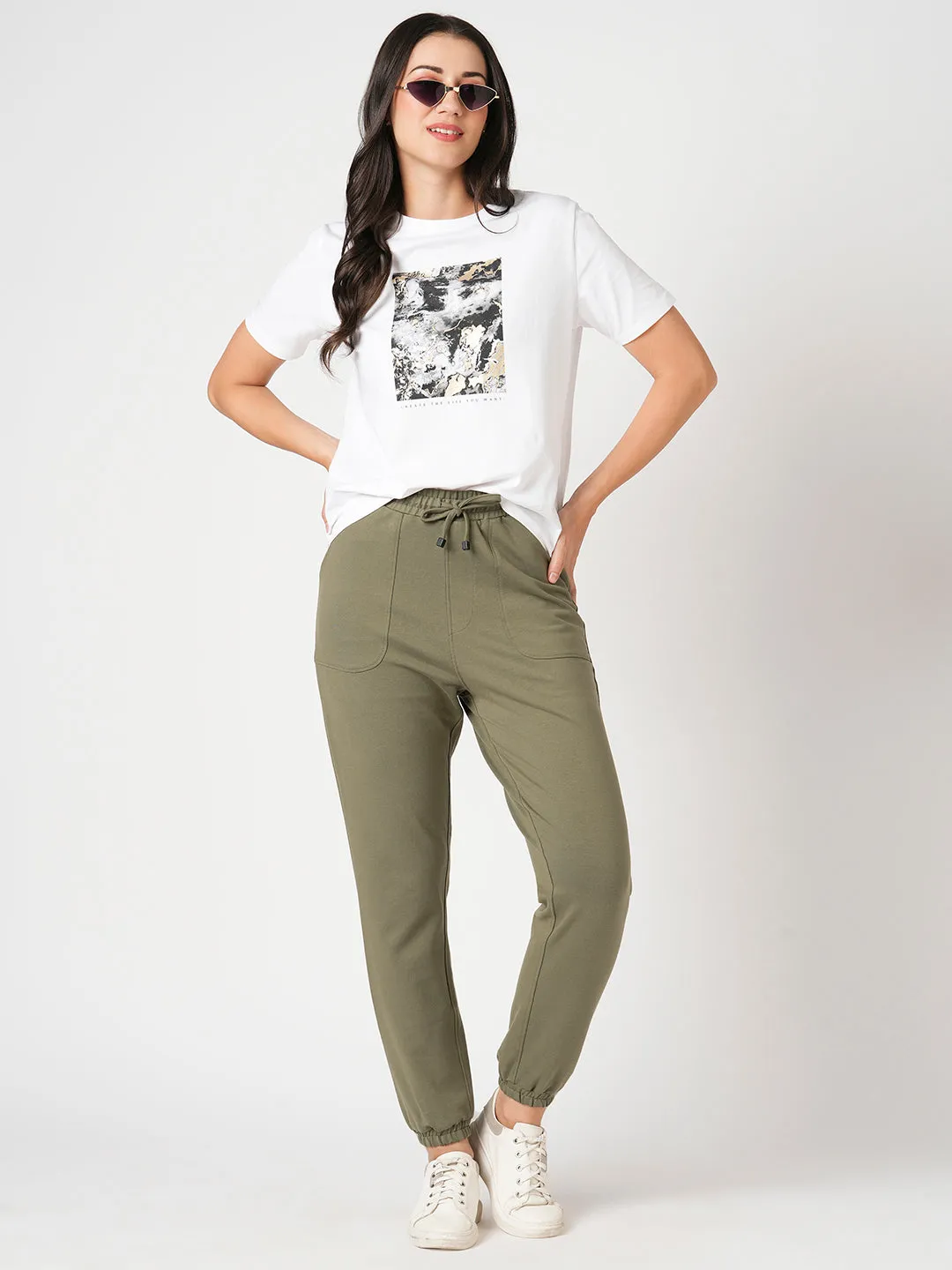 Women High-Rise Solid Relaxed Jogger