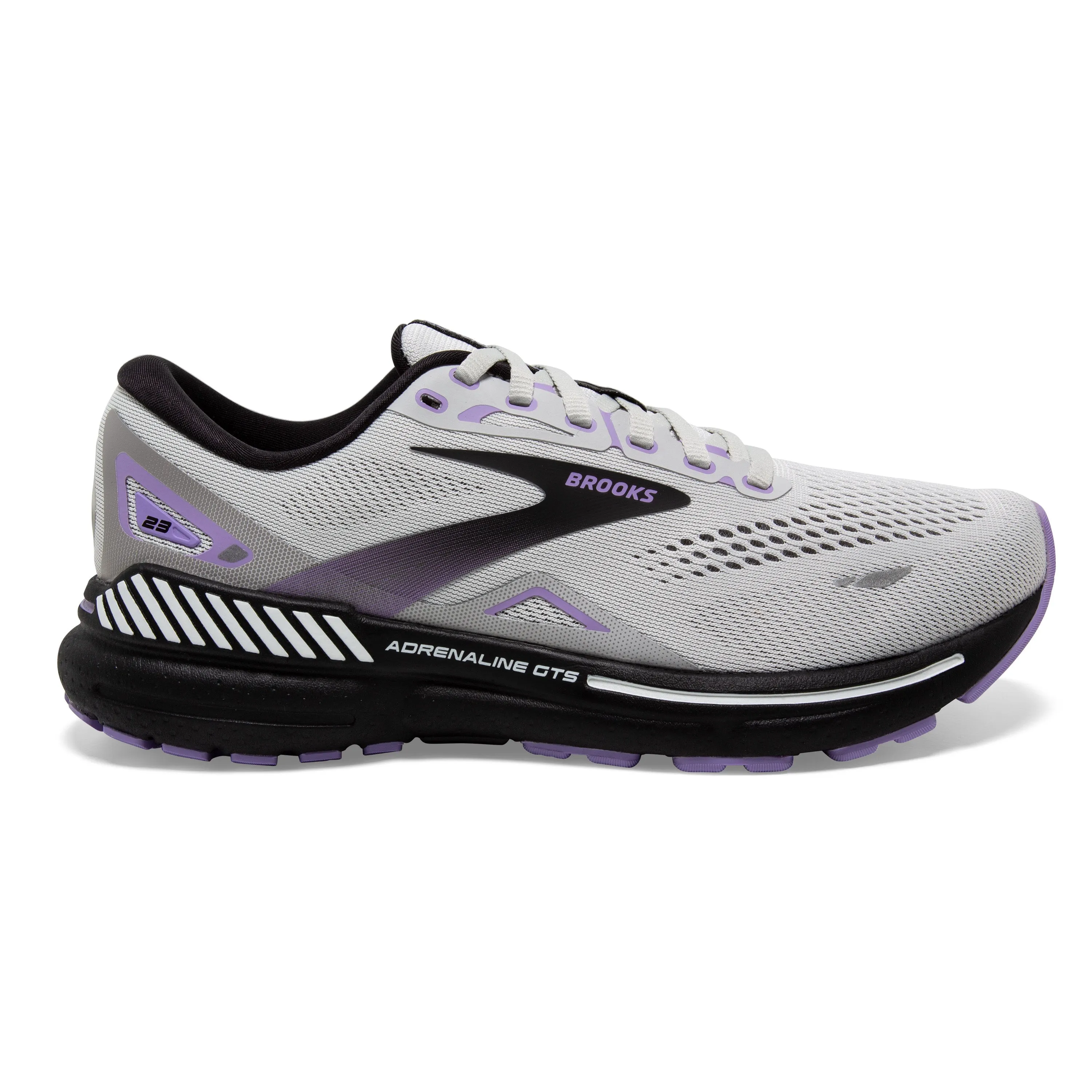 Women's Brooks Adrenaline GTS 23 Color: Grey/Black/Purple (EXTRA WIDE WIDTH)