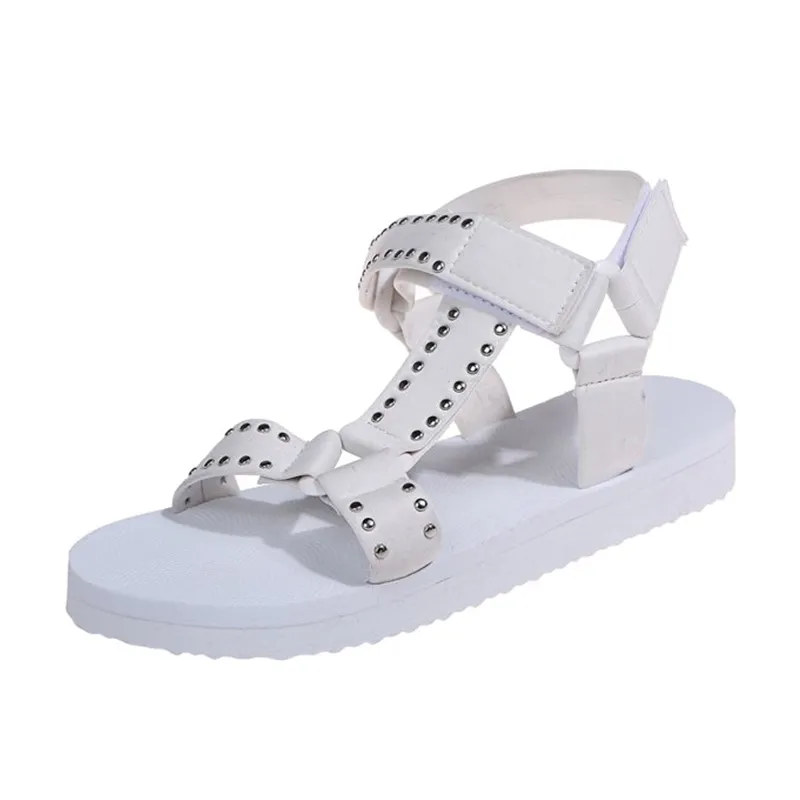 Women's Platform Open Toe Metal & Loop Decorative Velcro Sandals