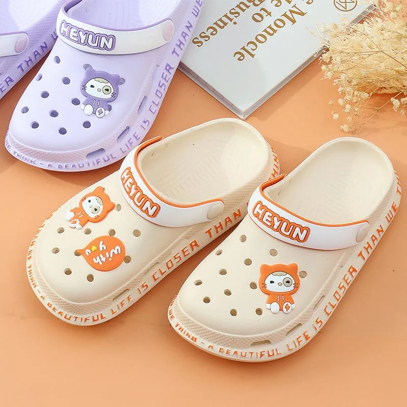 Womens Summer Cute Cartoon Soft Thick Bottomed Hole Sandals